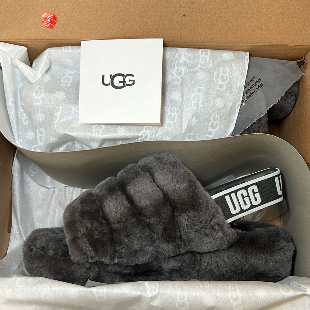 Ugg Fluff Yeah Slides Gray Size 8 Brand New
